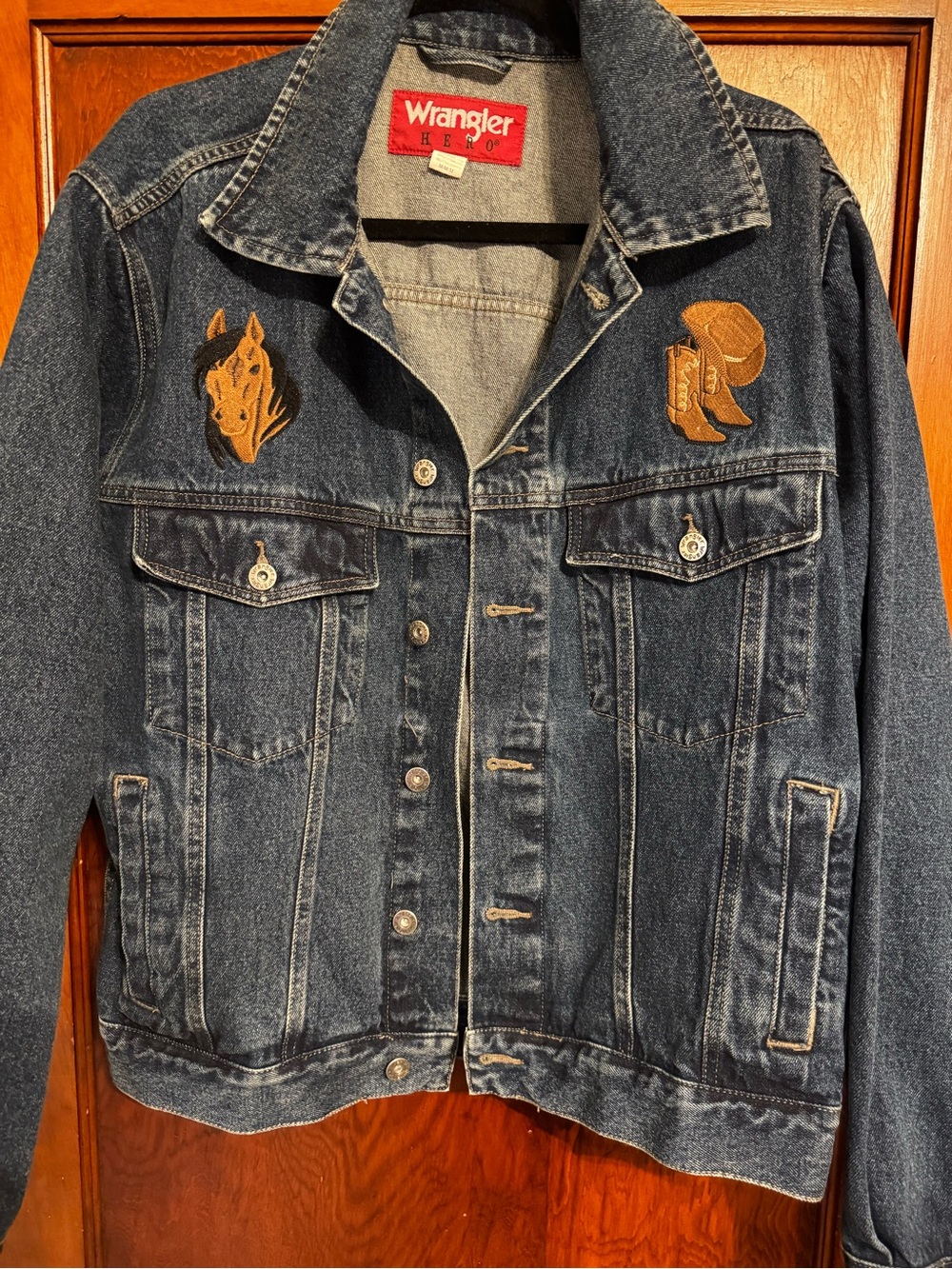 Wrangler Denim Jacket with Western Embroidered Horse & Boot